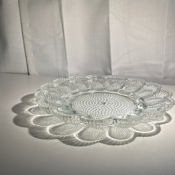 Vintage 1960s Indiana Clear Glass Hobnail Deviled Egg Dish - Picture 4 of 12